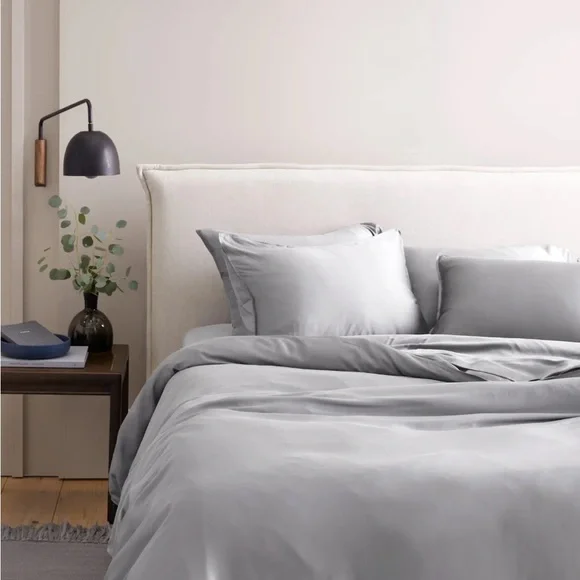 QUINCE Bamboo Duvet Cover Full Queen Light Gray